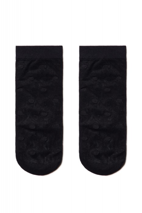 Șosete subțiri din poliamidă cu model buline, Conte Elegant Fantasy 16124 - Negru, 36-39 (23-25)