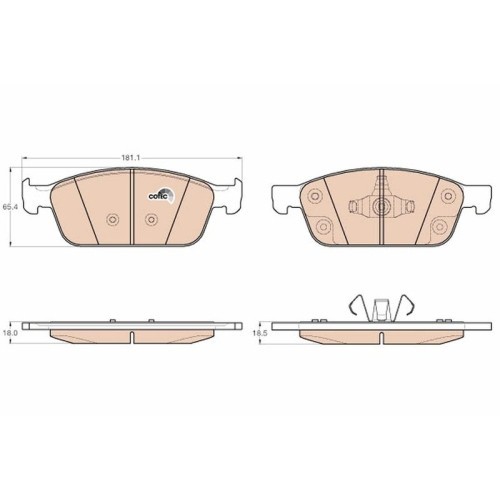 Set placute frana fata TRW, Ford Focus III, 2010-, Kuga II, 2012-, Tourneo/Transit Connect / Grand Tourneo Connect V408, 2013-, Fata; puntea fata; Ec