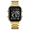 SKMEI 1859 Ceas Digital Barbati , Bratara Inox, Afisaj LED, Cronometru, Rezistent la Apa, Design Rectangular