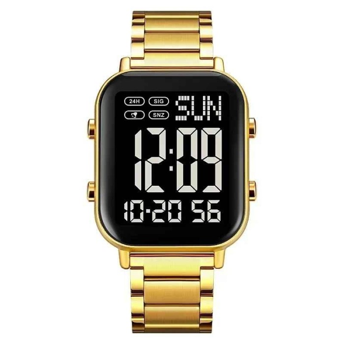 SKMEI 1859 Ceas Digital Barbati , Bratara Inox, Afisaj LED, Cronometru, Rezistent la Apa, Design Rectangular