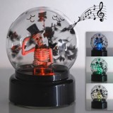 Glob decorativ de Halloween cu schelet si zapada neagra, cu sunet si lumina, 13x19 cm, CMCLASS
