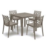 Set de mobilier de grădină Vento 4+1, culoare cappuccino
