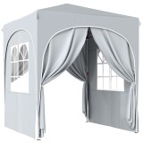 Outsunny Gazebo Pliabil 2 x 2 m, Pavilion de Grădină Portabil UPF50+ cu 4 Pereți Laterali, &Icirc;nălțime Reglabilă, Geantă de Transport pentru Petreceri, E