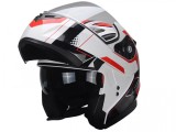 Casca Moto Flip-Up Trendy 20 T-706 Alb/Rosu/Negru, Marimea L, Interior Hipoalergenic, Viziera Colorata