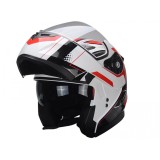 Casca moto flip-up alb-rosu-negru TRENDY 20 T-706, marimea M