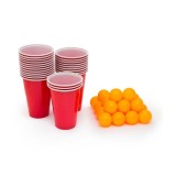 Set Joc de Băut Beer Pong eMazing, 24 Mingi și 24 Pahare, Material Plastic Reutilizabil, Ușor de Transportat, Culoare Roșie