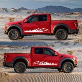 Set 2 stickere autoadezive pentru vehicule Off Road, model &quot;Forest &amp; Mountains&quot;, dimensiune 100 x 20 cm, culoare Alba, AVEX