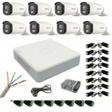 Kit de supraveghere cu 8 camere 5 MP, ColorVu, Color noaptea 40m, DVR cu 8 canale 8MP, accesorii SafetyGuard Surveillance, HIKVISION