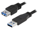 Cablu USB 3.0 A la A, 3m, negru, nichelat, 30AWG