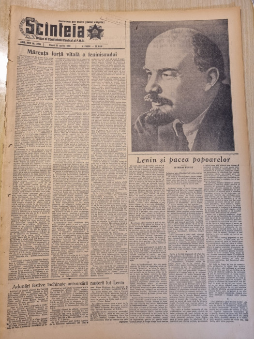 scanteia 22 aprilie 1955-art. costesti,galati,sinaia,lenin si pacea popoarelor