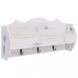 VidaXL Cuier de perete, alb, 50 x 10 x 23 cm, lemn