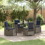 VidaXL Set de dining pentru grădină , 5 piese, din rattan poliester gri