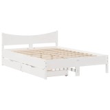 Cumpara ieftin Cadru de pat cu sertare, , alb, 120x200 cm, lemn masiv de pin