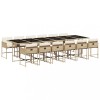Set mobilier de gradina cu perne, 13 piese, bej, poliratan