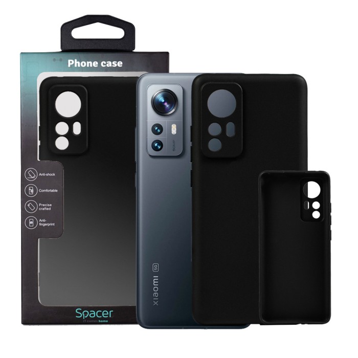 Husa Xiaomi 12 Spacer, negru, grosime 1.5mm, material flexibil TPU &quot;SPPC-XI-12-TPU&quot;