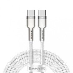 CABLU alimentare si date Baseus Cafule Metal, Fast Charging Data Cable pt. smartphone, USB Type-C la USB Type-C 100W, braided, 2m, alb &quot;CATJK-D02&quot; (ti
