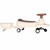 Masinuta ride-on 2 &icirc;n 1 cu remorca, LED si muzica, 100x36 cm, bej maro