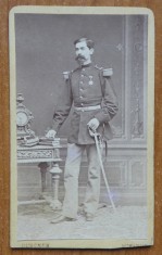 Foto pe carton, Franz Duschek, Bucuresti, de secol 19, Ofiter superior