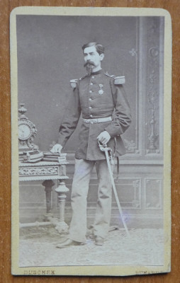 Foto pe carton , Franz Duschek , Bucuresti , de secol 19 , Ofiter superior foto