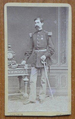 Foto pe carton, Franz Duschek, Bucuresti, de secol 19, Ofiter superior foto