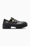 Converse pantofi de piele Chuck Taylor All Star Lugged Heel MJ femei, culoarea negru, cu platforma, A10616C
