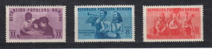 ROMANIA 1950 LP 265 UN AN INFIINTARE PIONIERI SERIE MNH