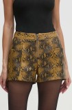Sisley pantaloni scurti femei, culoarea maro, modelator, high waist, 4S6VL901E