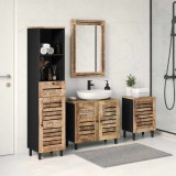 Cumpara ieftin Set dulap baie 4 buc. natural 38 x 33 x 160 cm