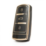 Husa Cheie VW Passat CC Passat B6 B7, Tpu, Negru cu contur auriu - Pentru model cu keyless AutoProtect KeyCars, Oem