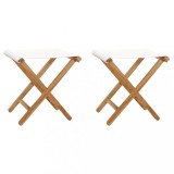 VidaXL Scaune pliabile, 2 buc., alb crem, lemn masiv de tec &amp; textil