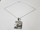 Lant din argint si pandantiv opal dendritic #1716