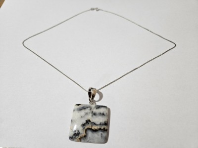 Lant din argint si pandantiv opal dendritic #1716 foto
