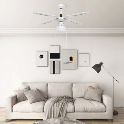 vidaXL Ventilator de tavan cu iluminare, alb, 106 cm foto