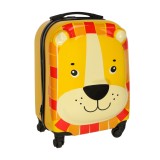 Troler voiaj pentru copii cu roti, model leu, portocaliu- negru, 31 x 46 x 26 cm