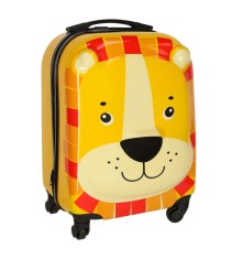 Troler voiaj pentru copii cu roti, model leu, portocaliu- negru, 31 x 46 x 26 cm