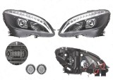 Set faruri tuning Mercedes Clasa C, 03.2011, Taiwan, partea stanga+dreapta, cu indicator led; cu &amp;#39; lumina de zi&amp;#39; tip LED; H9+LED; electric;