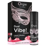 Gel stimulator cu vibratii unisex Orgie Dual Vibe capsuni si gin tonic 15 ml
