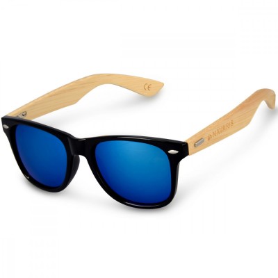 Ochelari de soare unisex Navaris, UV400, Bambus, Albastru, 40731.01.04 foto