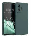 Husa din silicon compatibila cu Xiaomi Mi 11T Pro, silk touch, interior din catifea, Verde inchis, X-Level