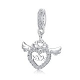 Charm/talisman argint 925, JW1646, model Angel mom, placat cu rodiu