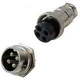 Conector MICROFON MARE 4 Pini set Mama+Tata 20 mm, Oem