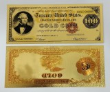 S.U.A. 100 DOLARI 1882 GOLD CERTIFICATE - (REPLICA/REPRODUCERE/SUVENIR/DECORATIVA) POLIMER (PLASTIC) PLACATA CU AUR DE 24K