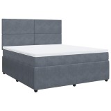 Cumpara ieftin Pat box spring cu saltea, gri inchis, 180x200 cm, catifea