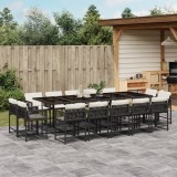 Set mobilier de grădină cu perne, 15 piese, negru, poliratan