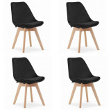 Set 4 scaune bucatarie/living, Artool, Nori, catifea, lemn, negru, 48.5x54x84 cm GartenVIP DiyLine