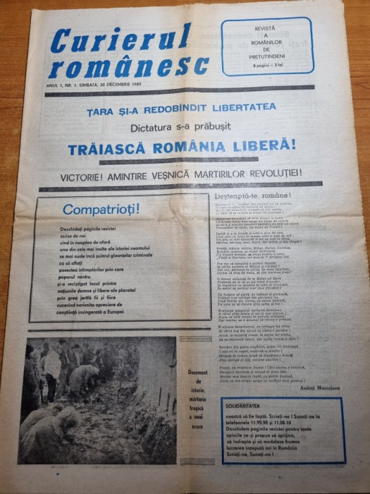 curierul romanesc 30 decembrie 1989-anul 1,nr. 1-revolutia romana,prima aparitie