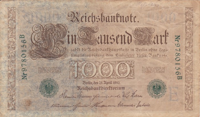 GERMANIA 1.000 marci 1910 serie verde VF!!!