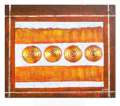 Tablou abstract pictat manual Compozitie in abstract, 60x50cm ulei pe panza in releif efect 3D foto