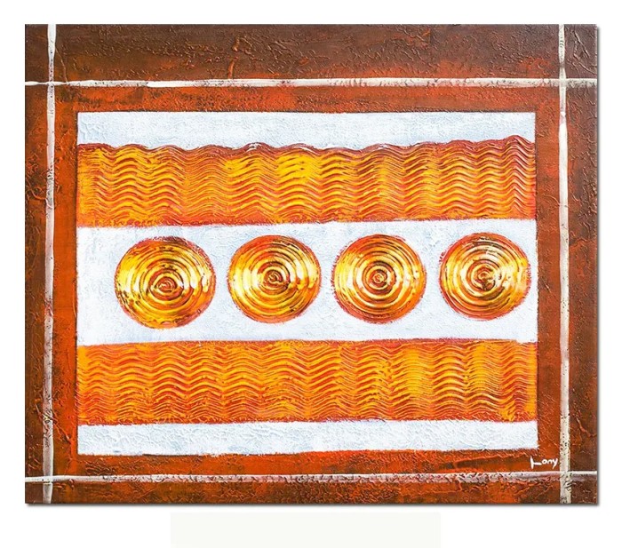 Tablou abstract pictat manual Compozitie in abstract, 60x50cm ulei pe panza in releif efect 3D
