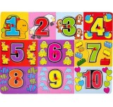 Puzzle incastru cu butoni din lemn Numere-10 piese